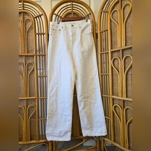 Levis Ribcage Ankle Straight White Jeans